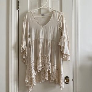 Cupio Cream Lace Trim Tunic